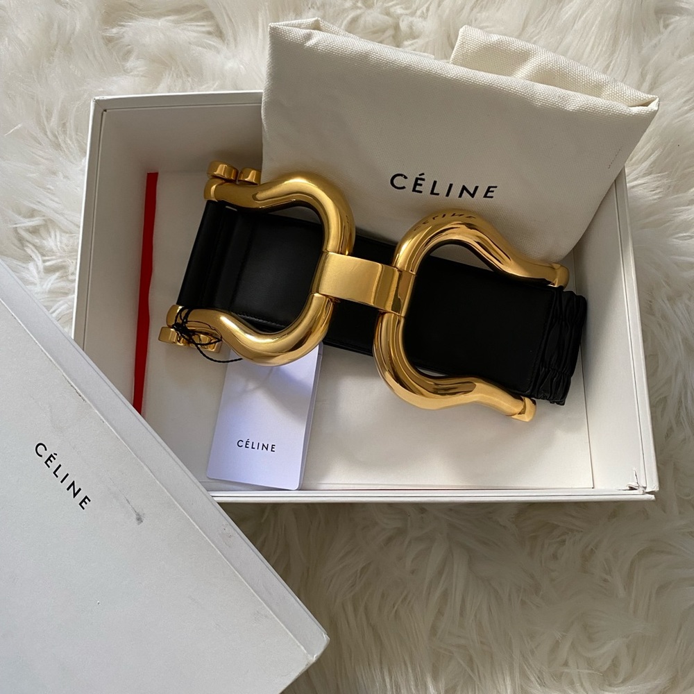 NIB Authentic Celine Sulky Horse Belt Black